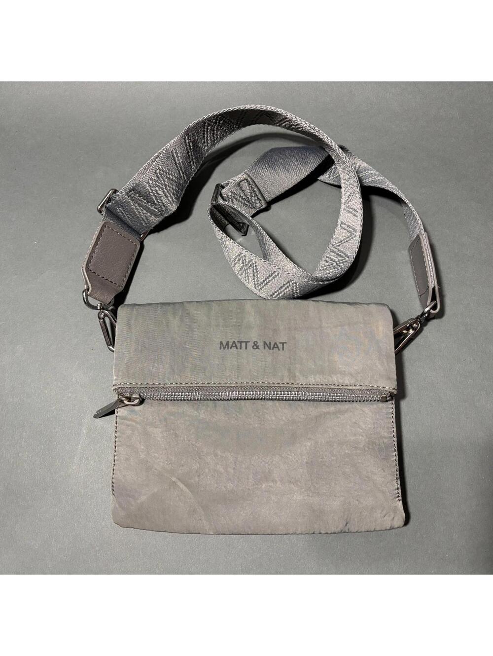 Matt & Nat Crossbody Foldover Bag Purse Gray Nylon